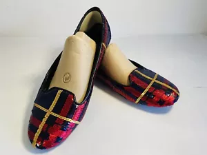 Coach Damen Pailletten Ballerinas rot blau/schwarz gold Größe 7-7-1/2 Urlaub guter Zustand - Bild 1 von 17