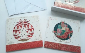 Ausgefallene verpackte Weihnachtskarten Folie dreifach gefaltet goldfarben 8 Karten 2 Designs Neu im Karton - Bild 1 von 12