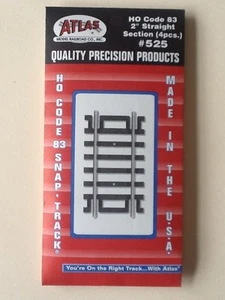 ATLAS 1/87 HO Code 83  2" Straight Section (4 Pieces) # 525  FACTORY SEALED - Picture 1 of 1