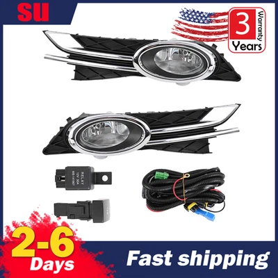 Clear Lens Fog Lights w/Switch Bulb Bezel For 2014 2015 2016 2017 Honda Odyssey - Imagem 1 de 4