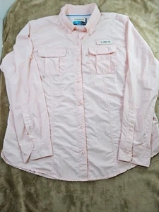 Magellan Relaxed Fit Vented Long Sleeve Button Down Shirt Woman's Large Pink - Picture 1 of 9