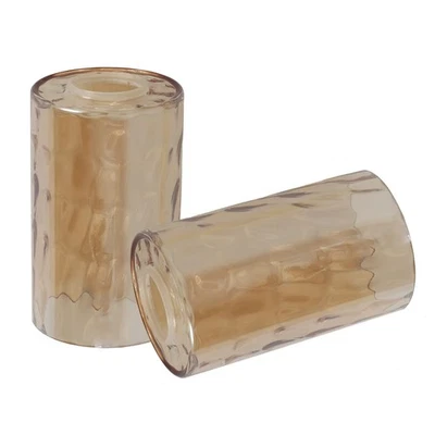 2 Pack Hammered Glass Lamp Shade, Amber Colored Cylinder Light Fixture Shade ... - Image 1 of 4