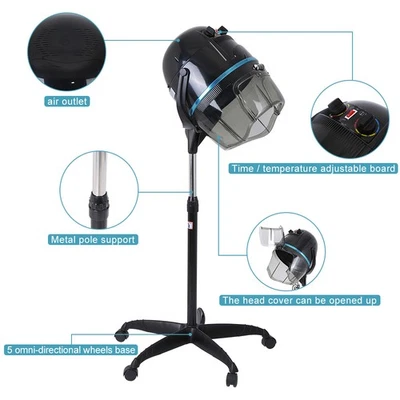 Stand Hair Dryer Adjustable Hooded Floor Hair Bonnet Dryer Salon Hair Stylin SLS - Image 1 of 4