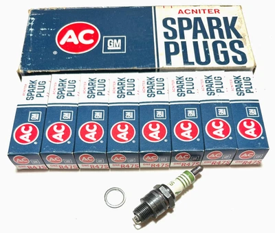 Set of 8 Vintage NOS AC Acniter Spark Plugs R47S | 5613115 Made in USA - Image 1 of 3