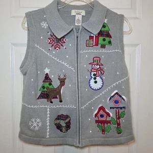 Bechamel Damen grau Weihnachten Schneemann Reißverschluss vorne Urlaub Weste Größe L - Bild 1 von 11