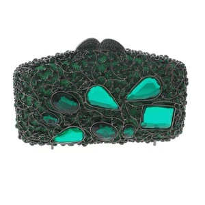 Hermatit Ton Legierung Metall Strass Kristall Clutch Abendtasche HB6296-EME - Bild 1 von 4