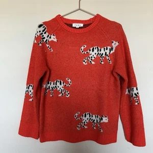 Anthropologie THML Damen Pullover Medium Orange BENGAL Tiger Print Citycore Prep - Bild 1 von 5