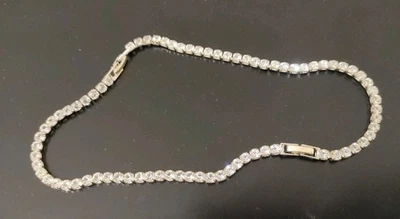 💥PROMO💥 Collana bracciale tennis unisex placcato Argento 36cm (2x 18cm) - Immagine 1 di 2