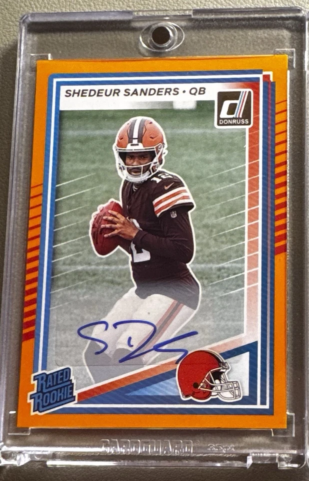 Donruss Shedeur Sanders RC 2025 automático naranja combinación de colores marrones clasificación novato #306 Foto 1 de 1