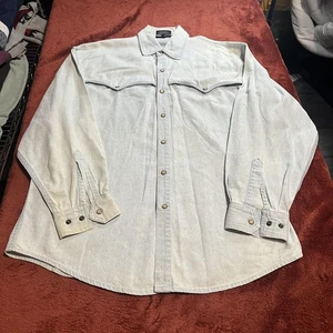 Camisa Robert Comstock Para Hombres Grande Lavado Ligero Denim Western Snap SUN FADE buena - Imagen 1 de 8
