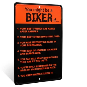 Funny You Might Be Biker If Sign Man Can Wall Art Poster Garage, Bar Room Decor - Picture 1 of 7