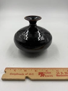 Vintage Mini Keramik Vase glasiert signiert RB - Bild 1 von 4