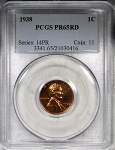 1938 Proof Lincoln Cent PCGS PR65RD RED COLOR Gem Quality - Picture 1 of 2