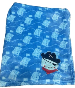 Le Bebe Favorite Blue Pirate Blanket Fleece 29x35 Embroidery Nautical - Picture 1 of 18