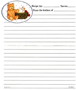 1987 Brown Teddy Bear Goose White Duck Folded Lined BPI Recipe Cards - Set of 12 - Picture 1 of 1
