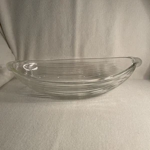 Vtg Mikasa Neo Classic Crystal Glass Ribbed Frosted Footed Serving Bowl - Picture 1 of 6