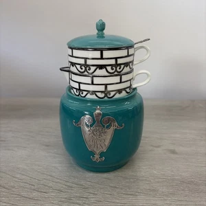 Lenox türkis gestapelt Sahne & Zucker Set mit Sterling Silber Overlay 6,75" x 4" - Bild 1 von 14