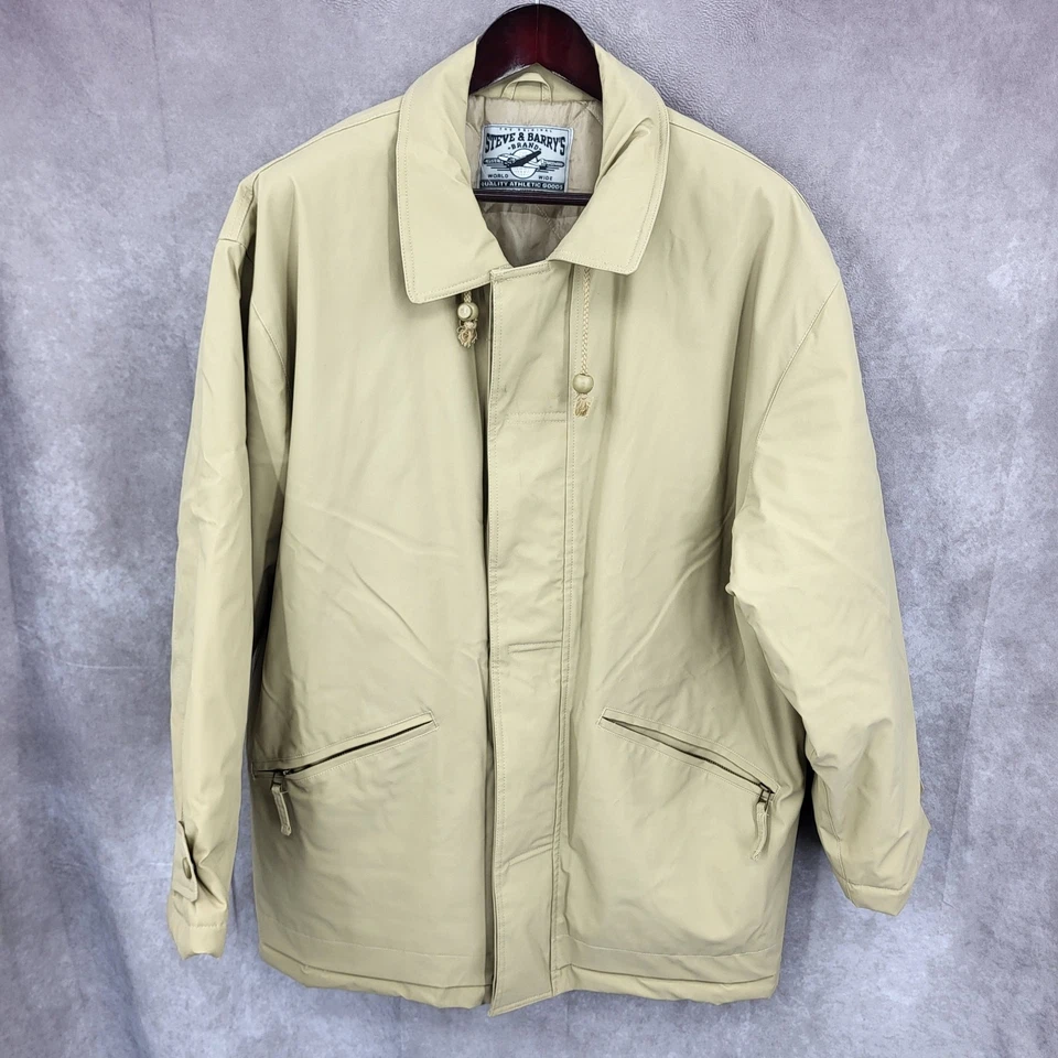 Steve & Barrys Jacket Mens XL Beige Full Zip Quilt Lined Coat Hunting Outdoors - Image 1 of 4