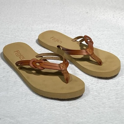 Sandalias Flojos para mujer 7 informales sin cordones chanclas de cuero marrón planas Foto 1 de 4