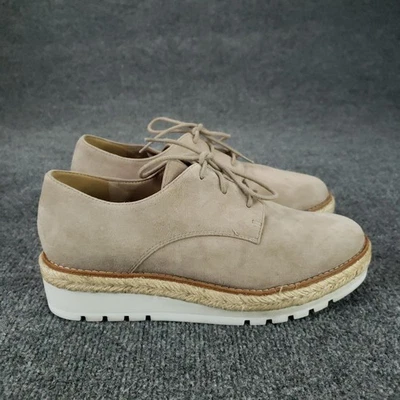 Zapatos Eileen Fisher Mujer Talla 8.5 Taupe Gamuza Plataforma Oxford Alpargata Foto 1 de 4