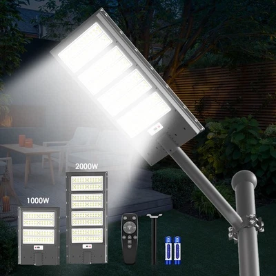 3000W 2000W 1000W 800W LED Strahler Solar Straßenlampe mit Bewegungsmelder Außen - Bild 1 von 4