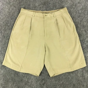Pantalones Cortos Tommy Bahama Para Hombre 33 Caqui Beige Plisado Tiro Alto 100% SEDA Entrepierna 9" - Imagen 1 de 9