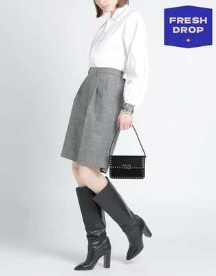 RRP€2350 VALENTINO GARAVANI Leather Handbag Medium Black Studs Made in Italy - Image 1 of 4