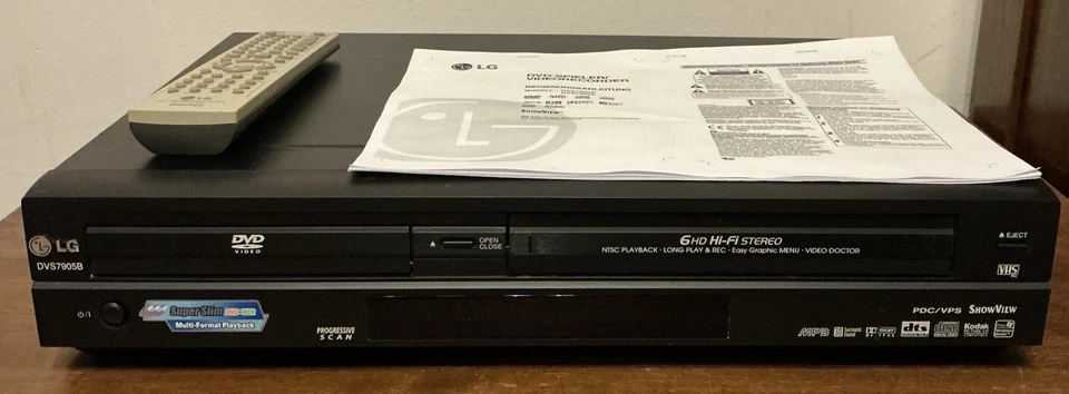 LG DVS7905B DVD Player VHS Videorecorder schwarz mit Fernbedienung - Bild 1 von 4