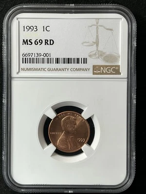 1993  1C RD Lincoln Memorial One Cent  NGC MS69RD   6697139-001 - Image 1 of 2
