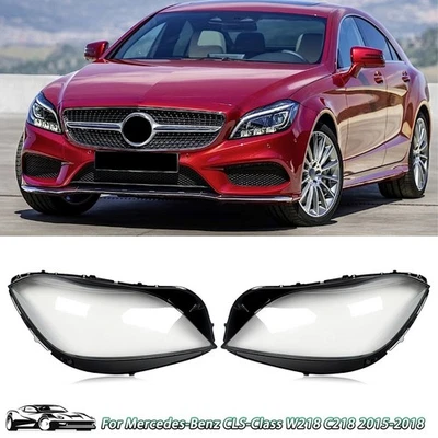 Left & Right Front Headlight Lens Cover For Mercedes-Benz CLS-Class W218 2015-18 Foto 1 de 4