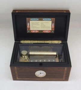 Reuge Music Music Box 60 Notes 12 Songs Clock Swiss-Made Quartz Alarm Clock F/S - Picture 1 of 10