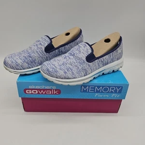 Skechers Go Walk Air-Cooled Memory Foam Textil Leder Slipper Schuhe Blau 7M - Bild 1 von 12