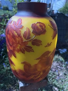 Alte Überfangglas Vase im Jugendstil France 50er Jahre Glas Vase Signiert Gallé - Bild 1 von 10