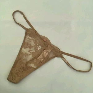 Victoria’s Secret Dream Angels Twinkle Beige Lace V-String Panties - Size L BNWT - Picture 1 of 4