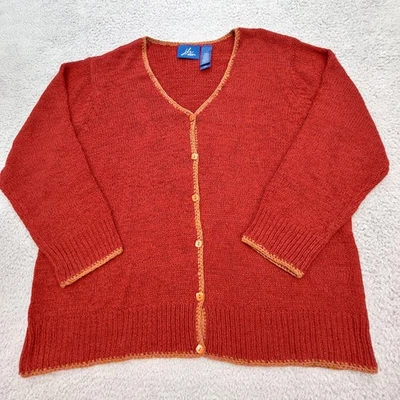 JH Collectibles Sweater Womens 1X Rust Red Cardigan V Neck Button Front Knit - Изображение 1 из 4