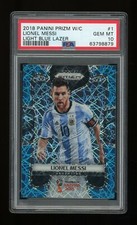 2018 Panini Prizm World Cup Light Blue Lazer /125 Lionel Messi PSA 10 #1 Laser