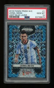 2018 Panini Prizm World Cup Light Blue Lazer /125 Lionel Messi PSA 10 #1 Laser