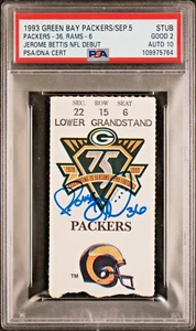 Boleto debut firmado por Jerome Bettis NFL 1993 5/09/93 Rams Packers PSA 2 automático 10 - Imagen 1 de 2