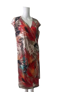 Anne Smith Shift Wrap Dress Size 18 Womens EU46 Vintage Black & Red Cap Sleeve - Picture 1 of 11