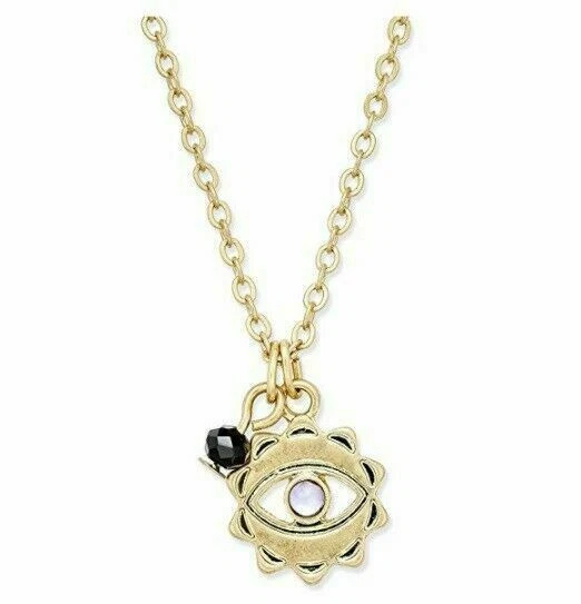 Inspired Life Gold Plated Evil Eye W Onyx Stone Pendant Size Necklace#825