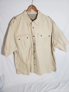 Cabela's Safari Series Shirt Mens 2XL XXL Tan Short Sleeve Button Camping - Picture 1 of 6