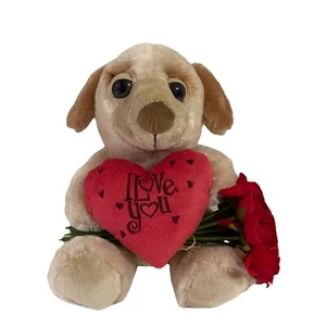 Hugging Teddy Bear Dog with Roses Flower Toy Doll Valentine's Day Birthday Gifts - Bild 1 von 6