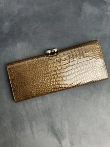 Ted Baker Designer Gold Croc Pattern Leather Women's Purse/Clutch Evening Bag - Picture 1 of 11