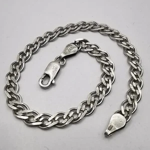 Hermosa pulsera de cadena vintage joyería plata de ley 925 hecha a mano 5,46 g - Imagen 1 de 8