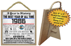 1986 année dans l'histoire anniversaire faits amusants panneau accrocher ou tenir debout super cadeau NEUF A35