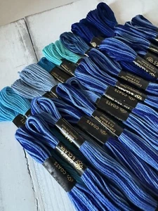 Coats & Clark Embroidery Floss Thread~Lot of 26 Skeins~Variegated/Solid Blues - Picture 1 of 6