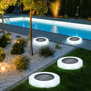 Bodenstrahler Solarleuchte Stecklampe LED Bodenspot Außenlampe rund Erdspieß 4x - Bild 1 von 11