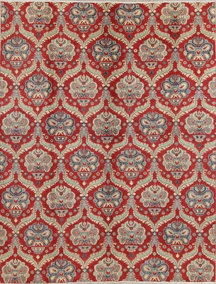 Nuevo Arte y Artesanía 9x12 Rojo Azul y Verde Kazajo Pakistán Alfombra Oriental Lana Hilada a Mano Foto 1 de 4