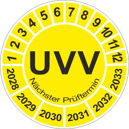 EIGENE HERSTELLUNG UVV Prüfplakette Prüfplaketten Jahresplaketten Wartung BGV D27 5068 2028