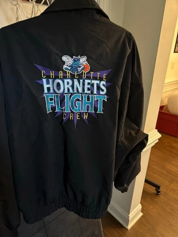 XL Mens Charlotte Hornets Vintage Jacket flight Crew Jacket Promo Cover